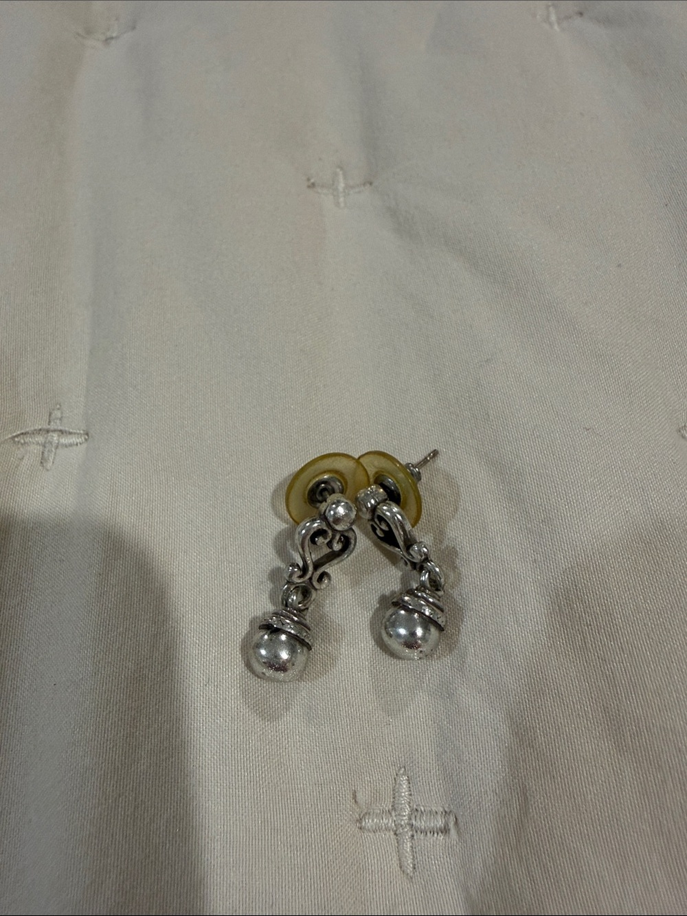 Brighton Silver Scroll Drop Ball Earrings
